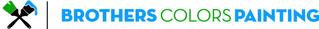 Logo for Brothers Colors Painting featuring a crossed green and blue paintbrush icon next to the text.