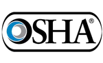 OSHA logo featuring a stylized blue and gray circle next to the black text 